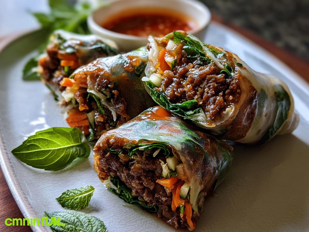 Thai Basil Beef Rolls: 12 Amazing Flavor Bites - Thai Basil Beef Rolls - main visual representation