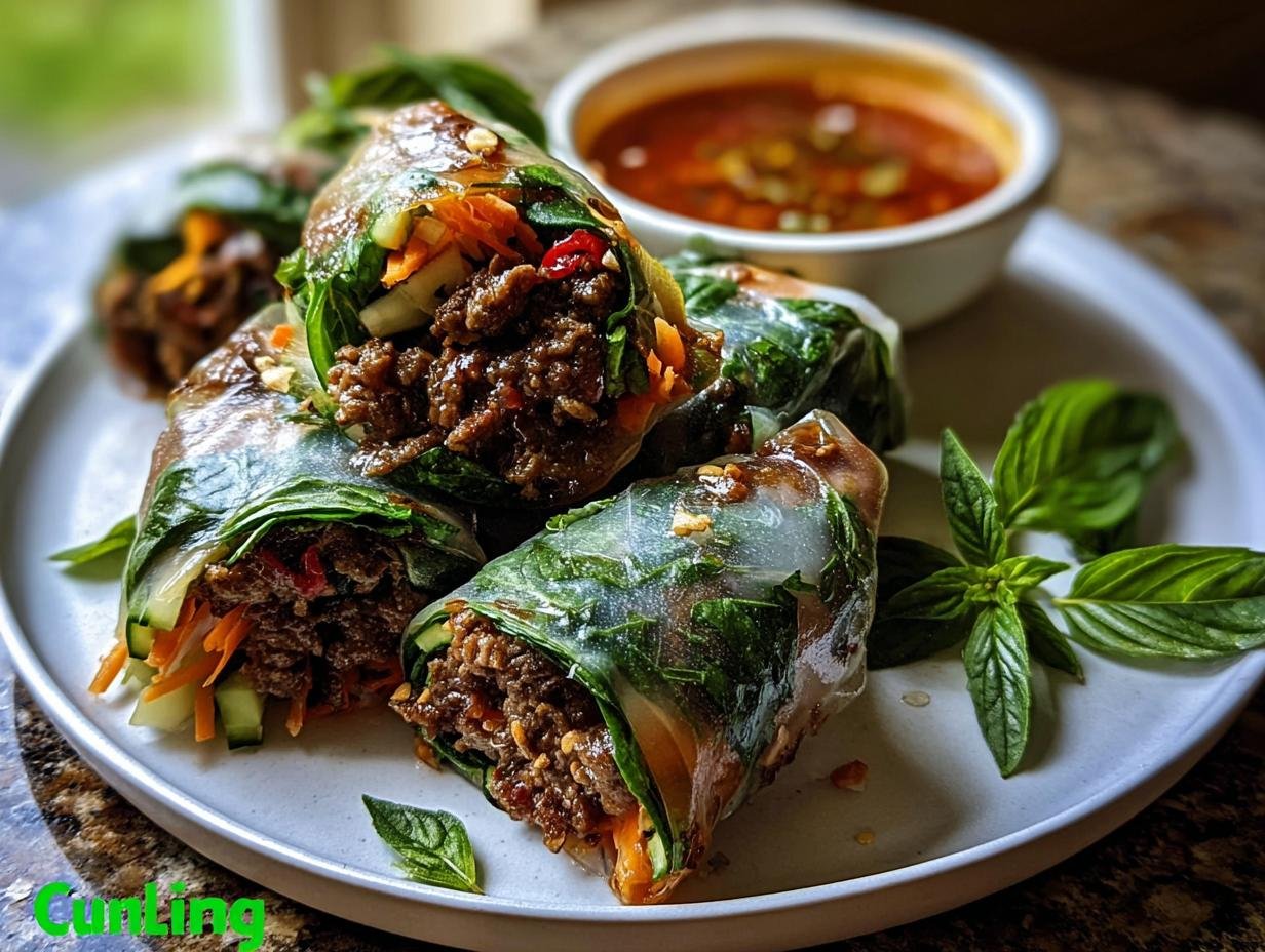 Thai Basil Beef Rolls: 12 Amazing Flavor Bites - Thai Basil Beef Rolls - additional detail