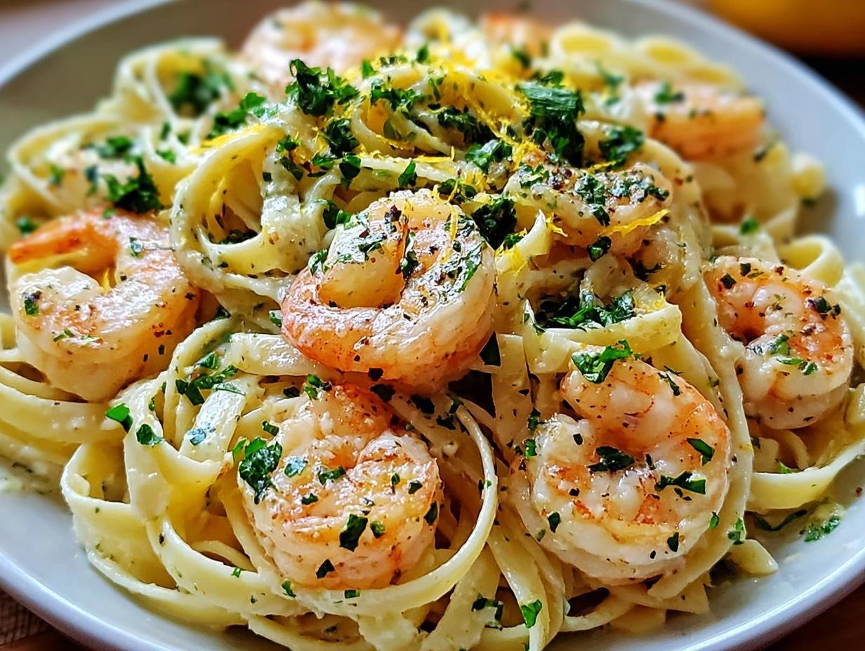 Garnelennudeln Mit Knoblauchbutter Ein