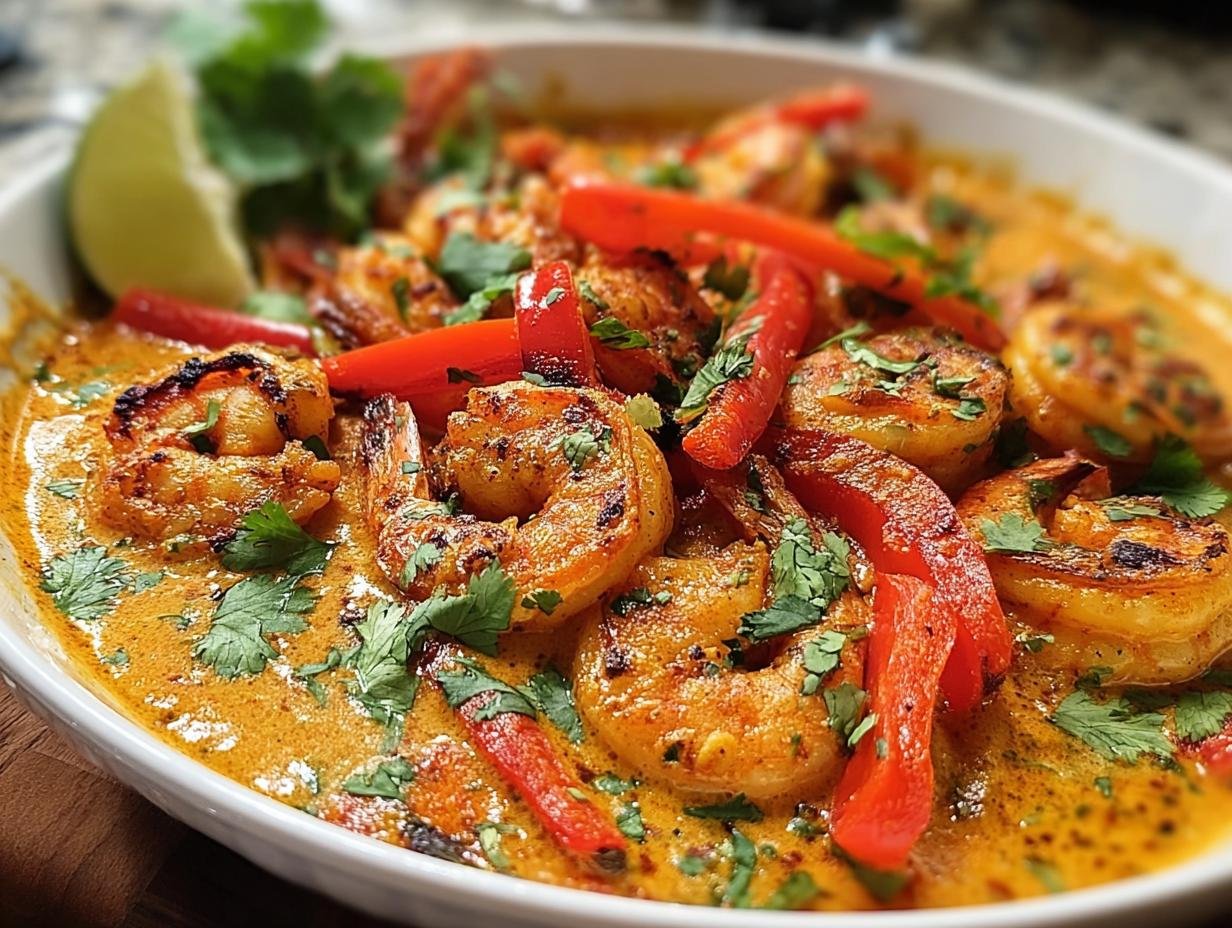 Kokos Curry Garnelen Ein