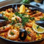 Spanische Paella Meeresfruechte Ofen