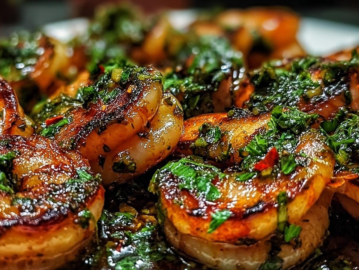 Butterfly Gegrillte Garnelen Met - geserveerd met verse Chimichurri saus