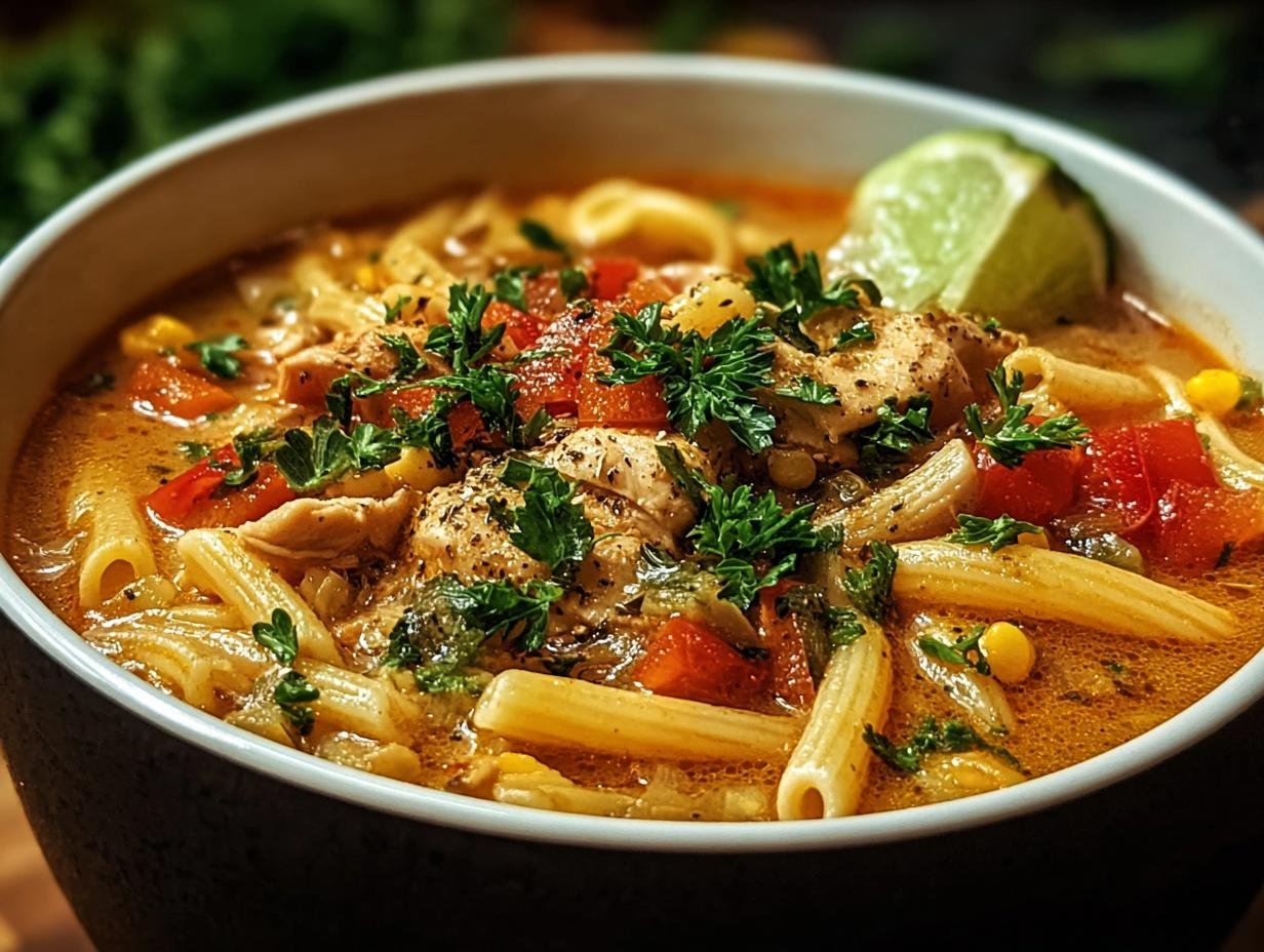 Cajun Huehnchen Pastasuppe