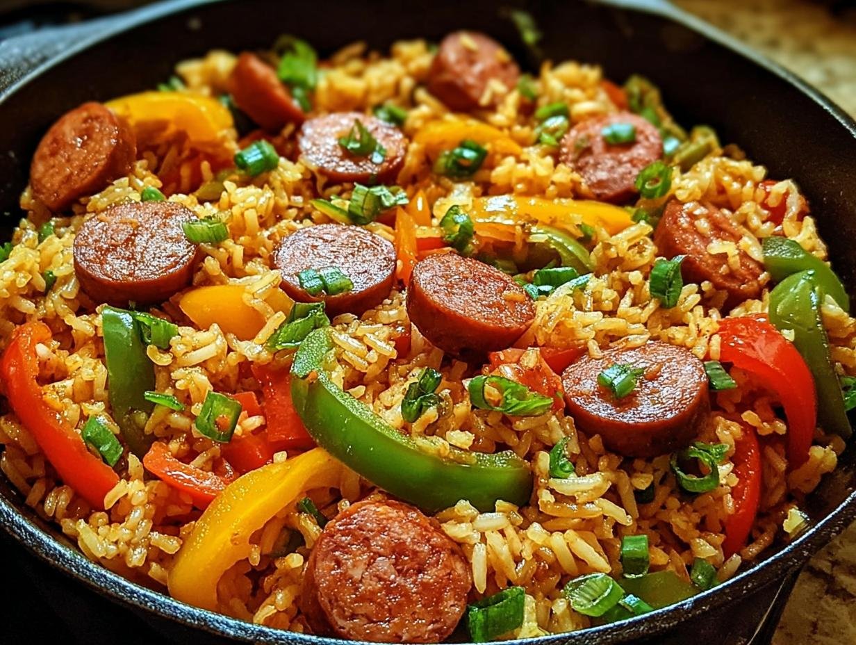 Einfaches One Pot Cajun: 300g worst magie - een bord vol met de heerlijke Cajun rijst