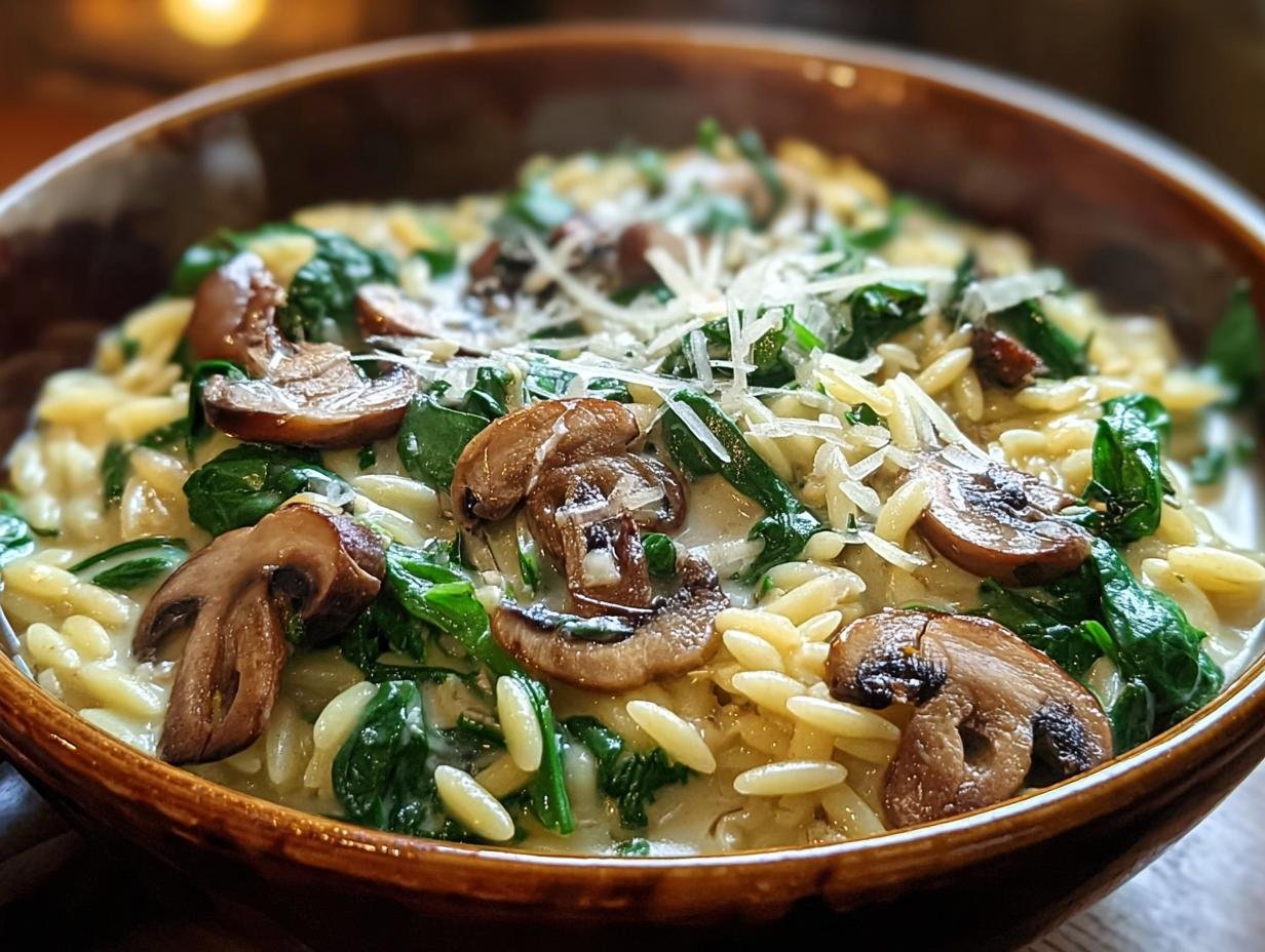 Einfaches One Pot Creamy: Heerlijke 10-Minuten Maaltijd - Close-up van de romige orzo met verse peterselie