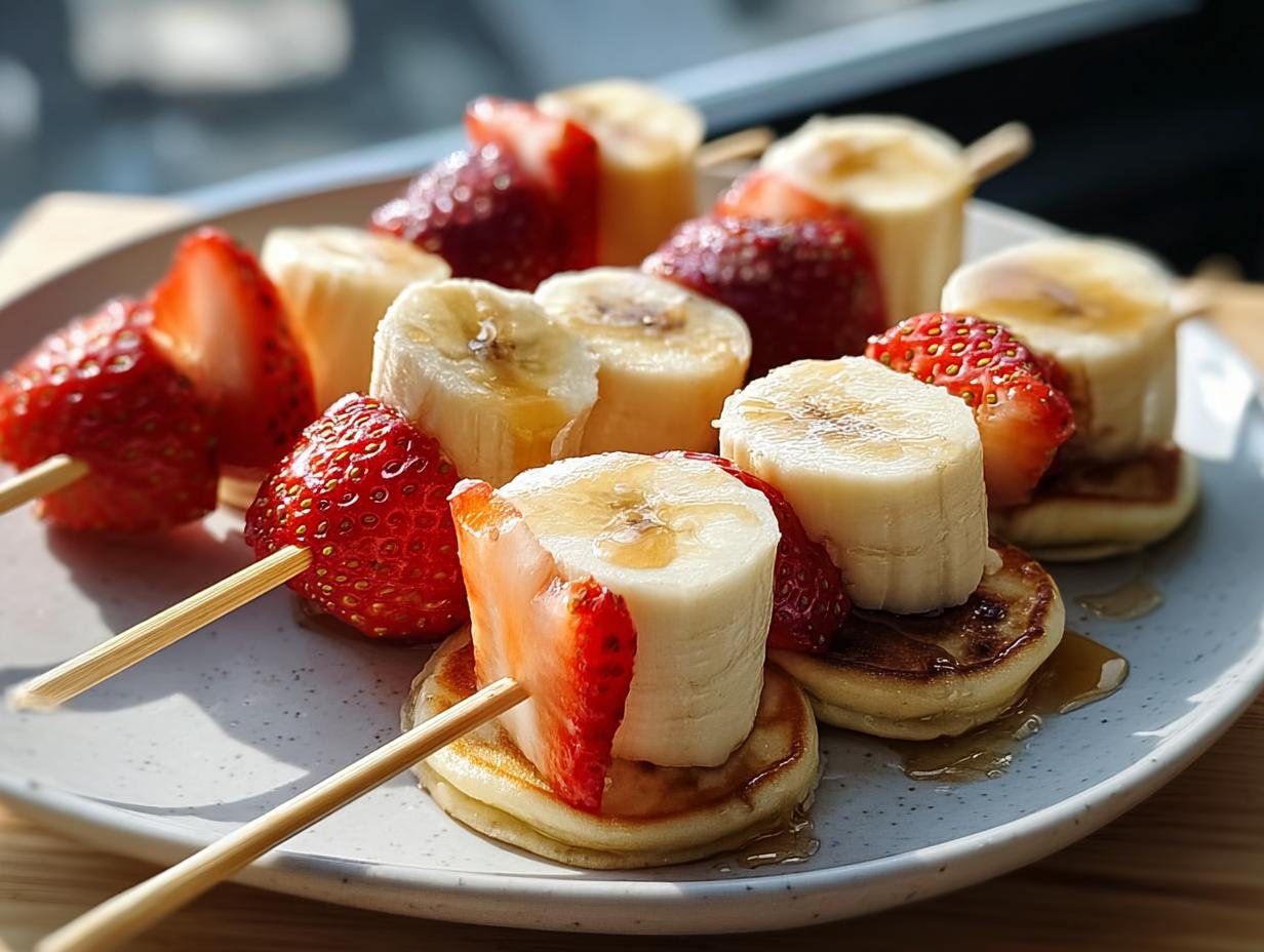 Erdbeer Bananen Pfannkuchen Spiesse