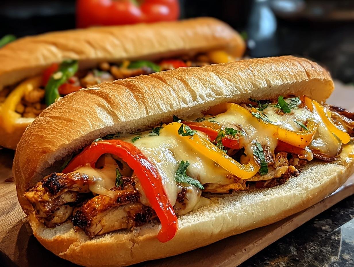 Hahnchen Cheesesteak Sandwich Ein