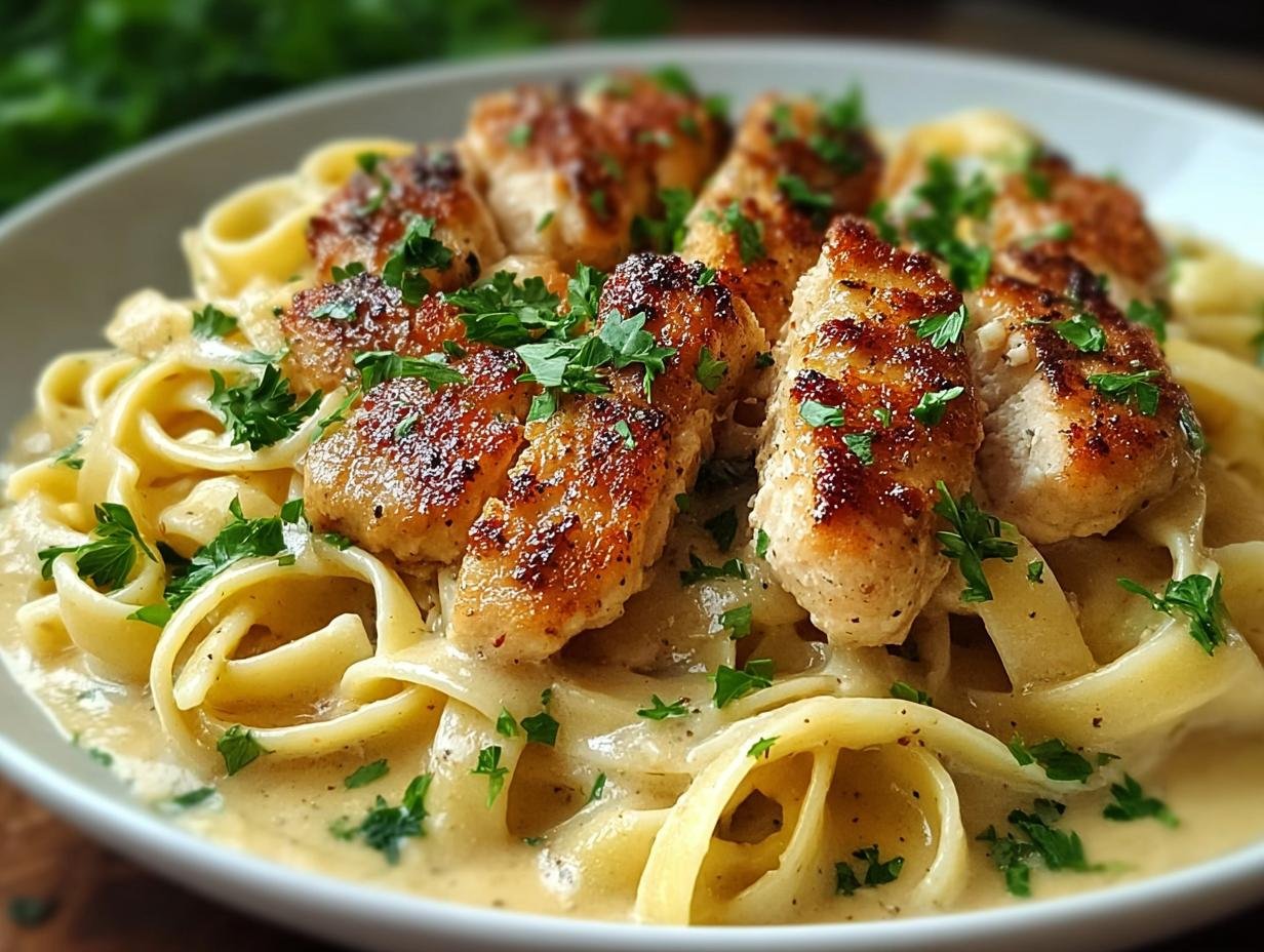 Hahnchenstreifen Mit Cremiger Pasta