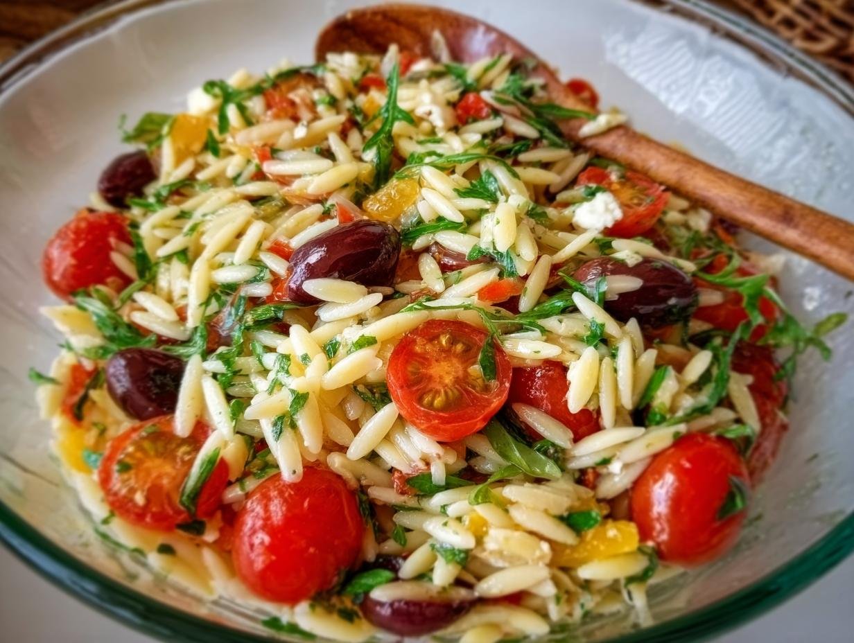 Italienischer Orzo Nudelsalat Ein