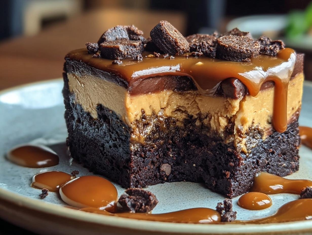Karamell Brownie Kasekuchen Ein