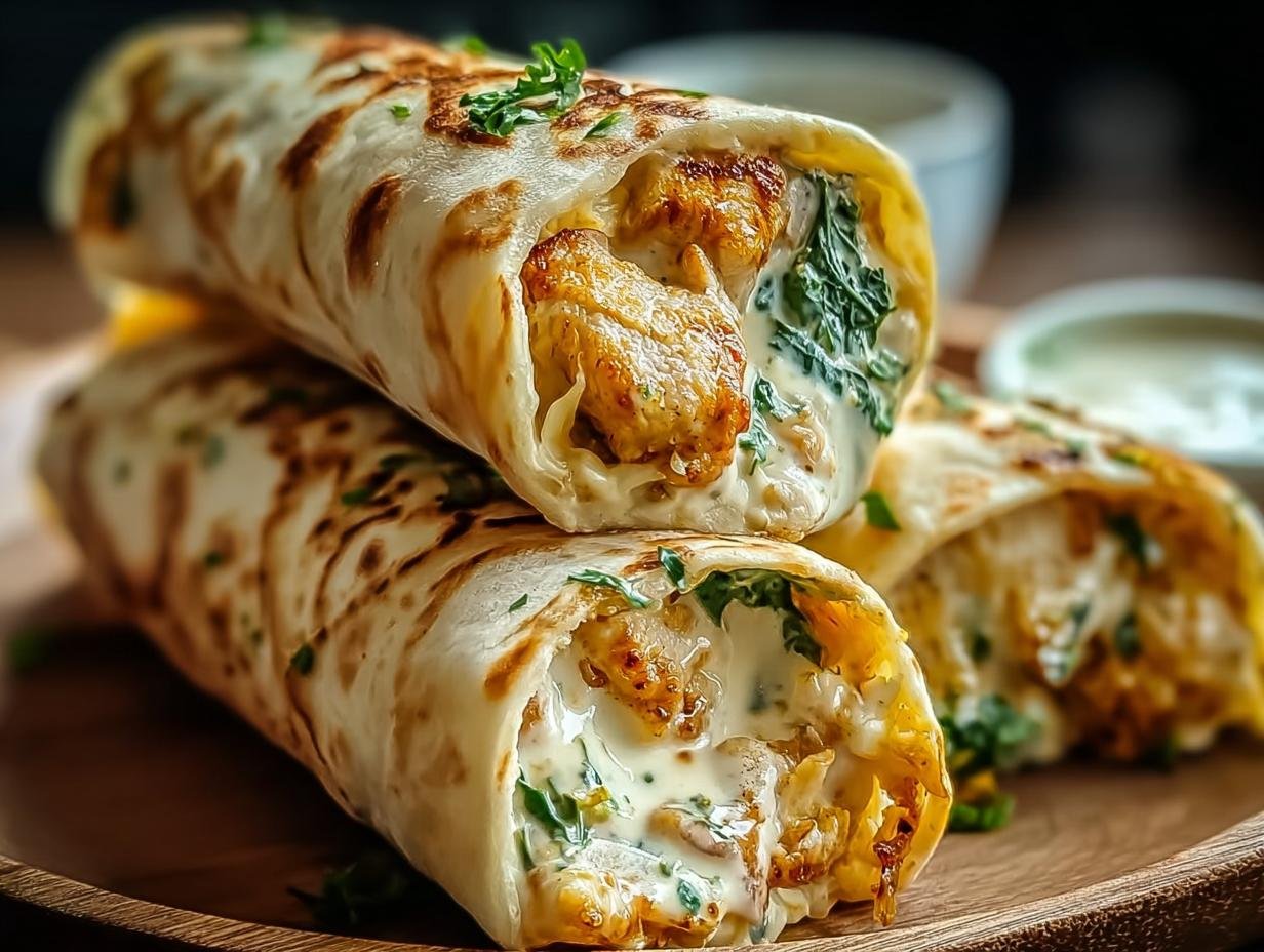 Kaseknoblauch Huhnchen Wraps Ein