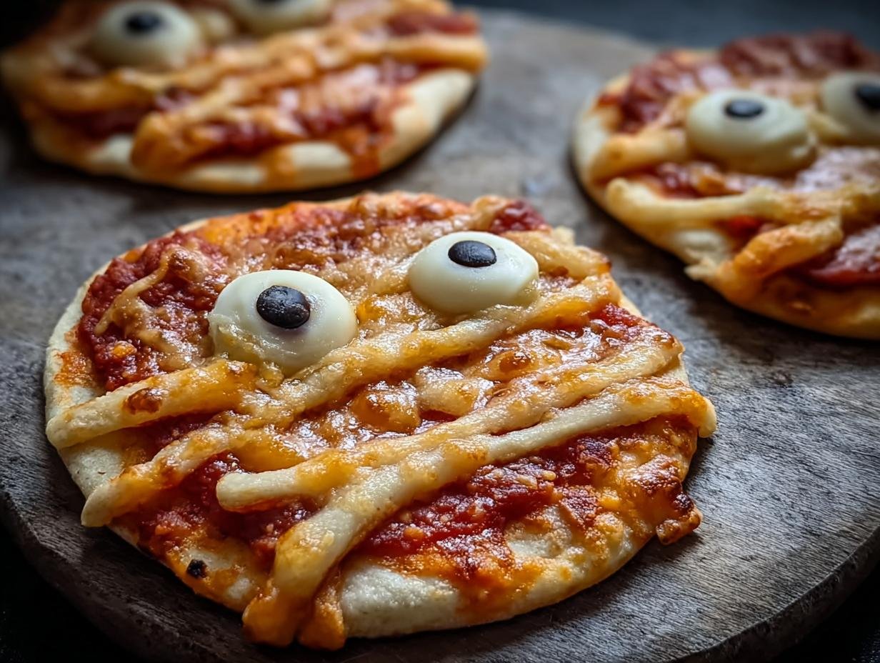 Mumien Pizzen: 8x makkelijke griezel hapjes - Mumien Pizzen - main visual representation
