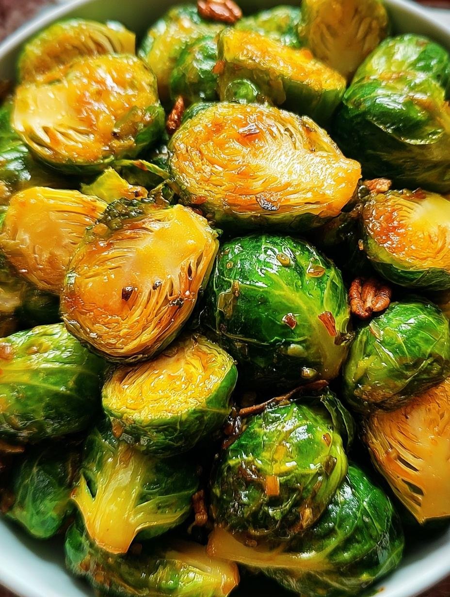 Ongekende Air Fryer Maple Dijon in 15 Minuten - close-up van perfect geroosterde Air Fryer Maple Dijon spruitjes