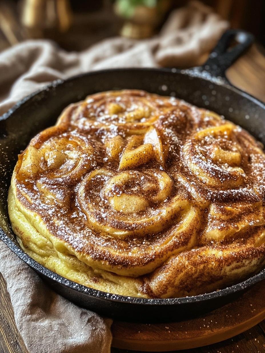 Heerlijke Apple Cinnamon Swirl Pancake met verse appels en kaneel, klaar om te serveren