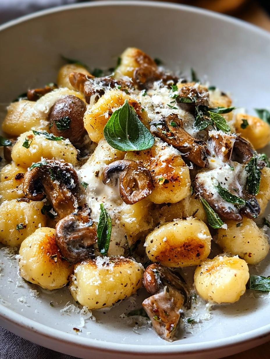 Heerlijke Cremige Ziegenkase Pilz Gnocchi met verse kruiden en Parmezaanse kaas