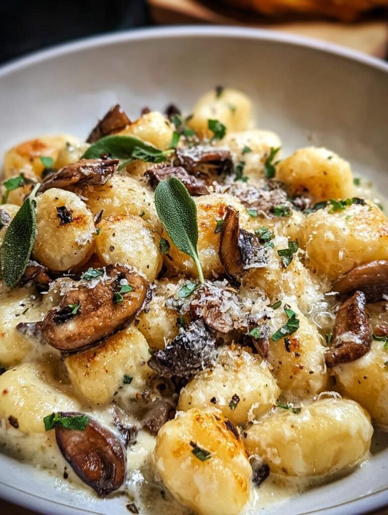 Cremige Ziegenkase Pilz Gnocchi