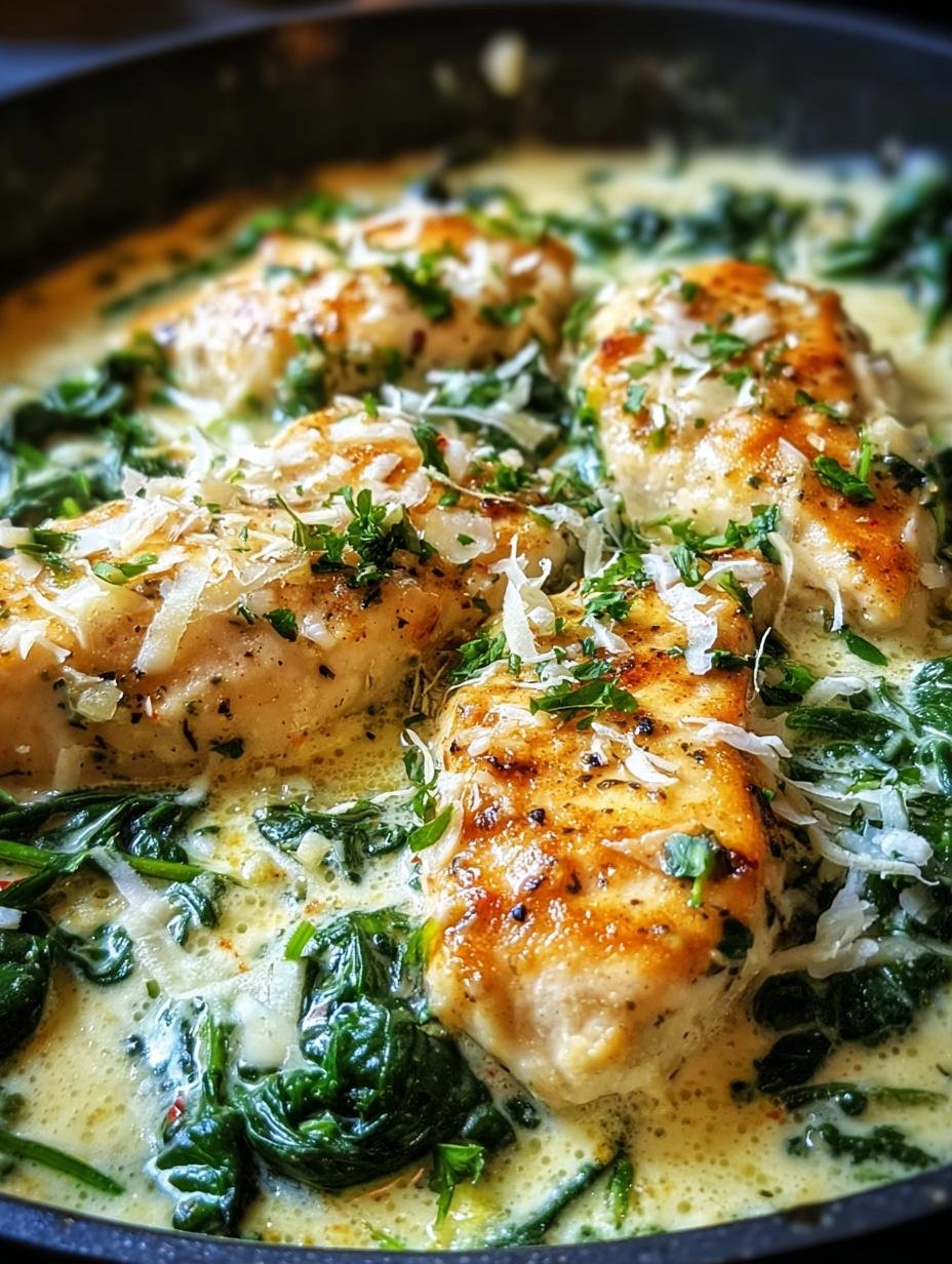 Snel en makkelijk One Pot Creamy Garlic gerecht met kip en spinazie, perfect voor drukke avonden