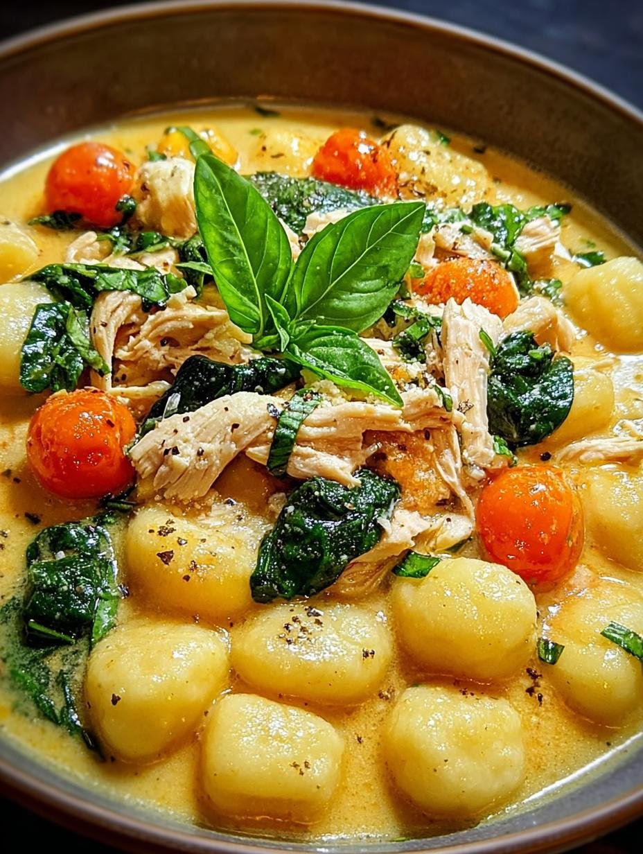 Wonderbaarlijke Slow Cooker Chicken Gnocchi in 1 pan - Romige Slow Cooker Chicken Gnocchi met malse kip en verse spinazie, geserveerd in een kom