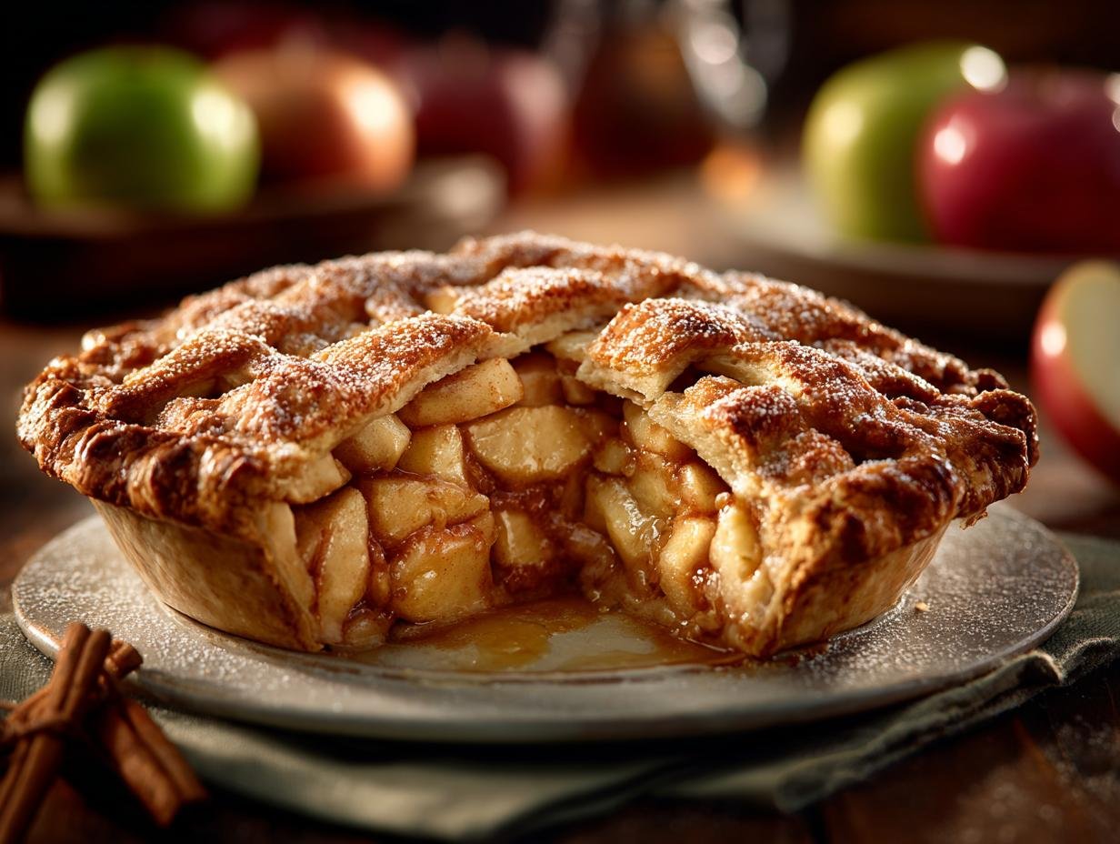 Heerlijke zelfgemaakte Appeltaart met knapperige korst en dikke appelvulling, klaar om te serveren
