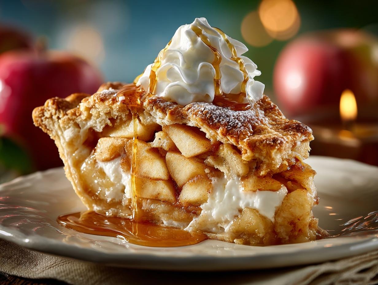 Warme Appeltaart met een perfecte goudbruine korst en een bolletje vanille-ijs, klaar om te eten