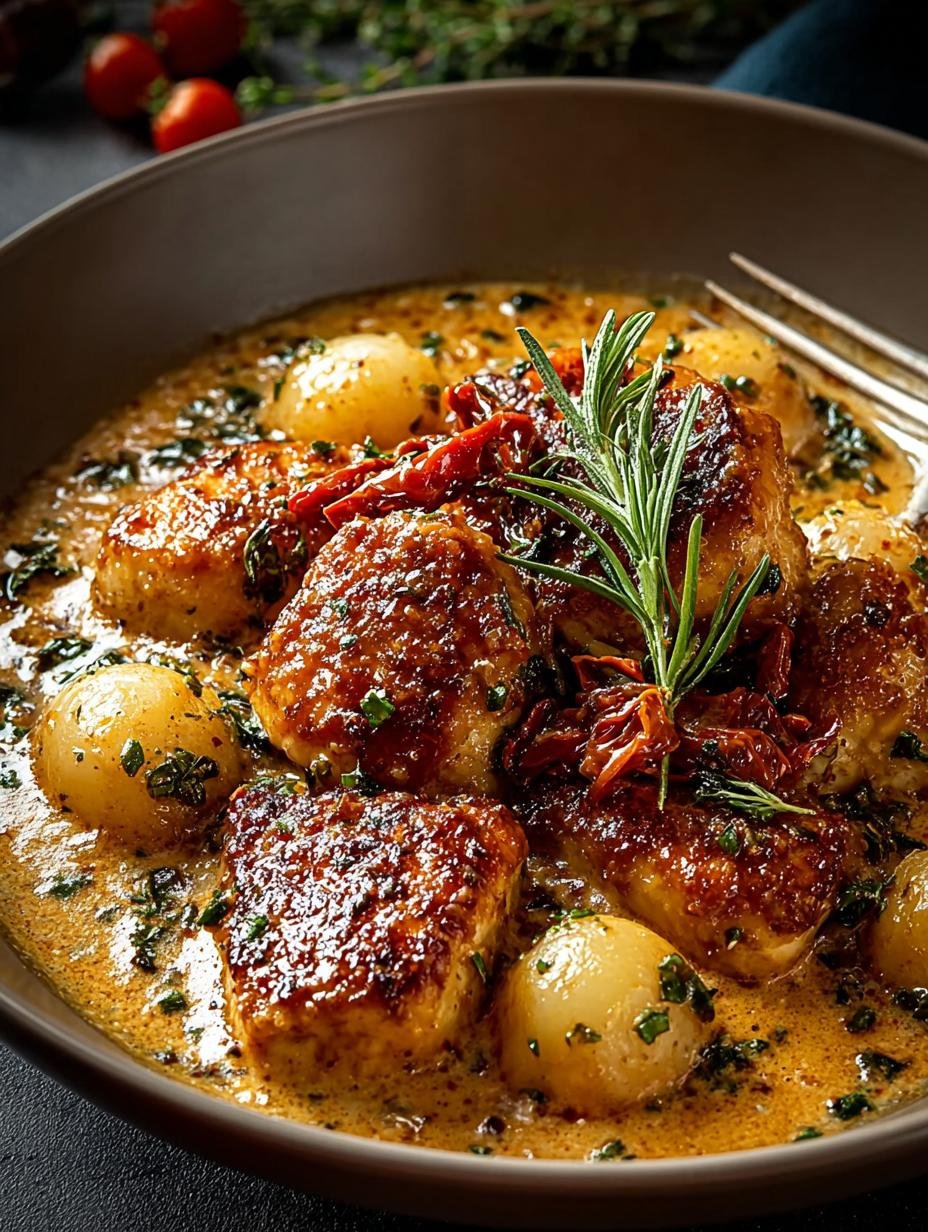 Heerlijke Cremiges Toskanisches Heirate Mich geserveerd met pasta en verse basilicum