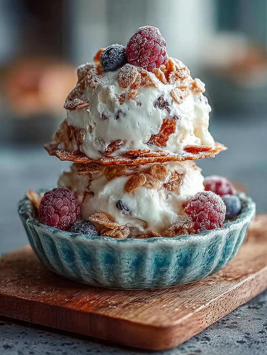 Einfache Gefrorene Joghurt Cereal: 1 Heerlijk Toetje - Close-up van knapperige bevroren yoghurt cereal met chocoladestukjes