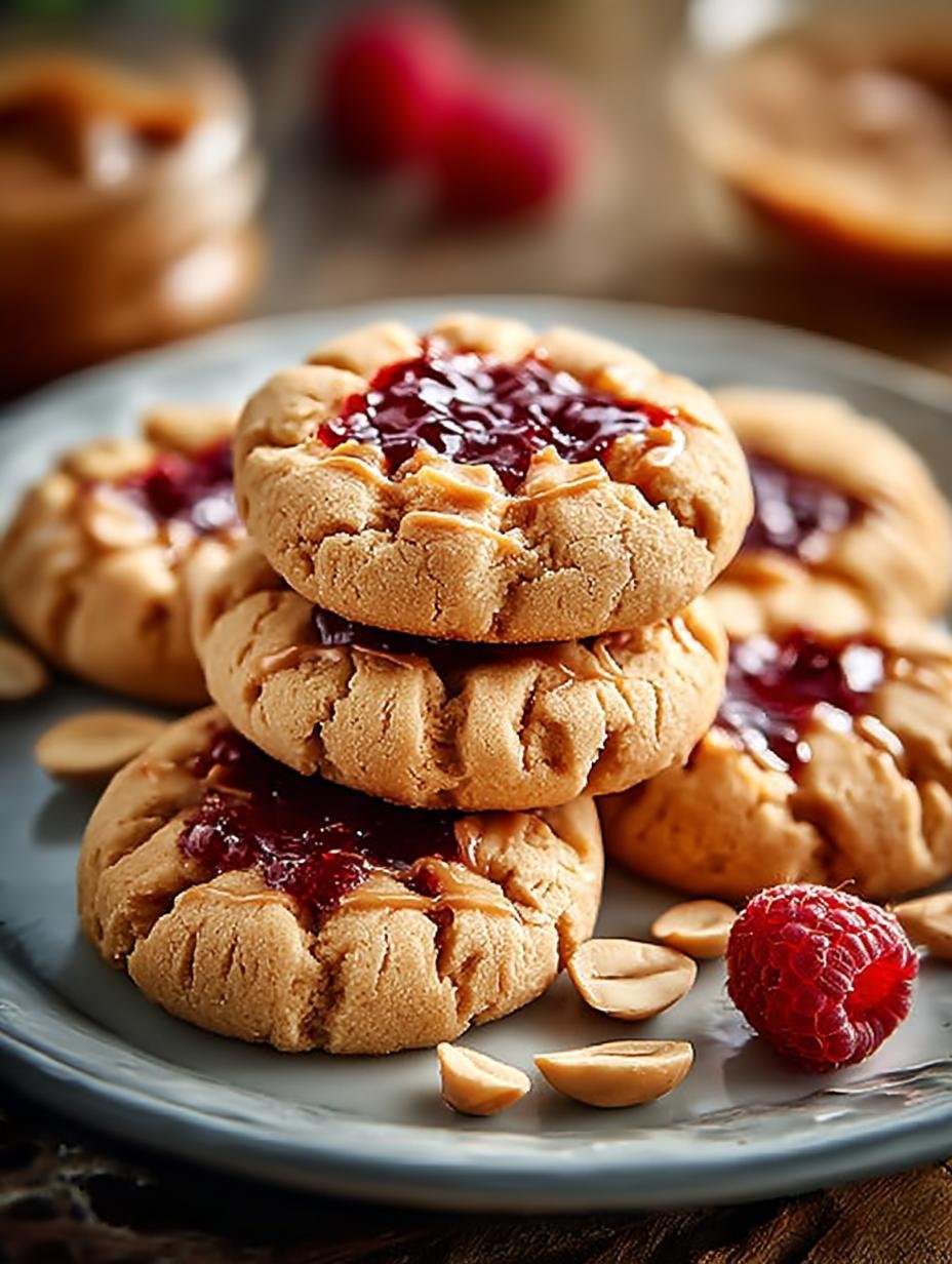 Erdnussbutter Und Marmeladenkekse Ein
