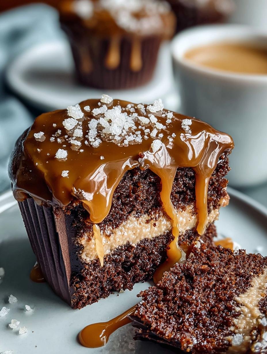 Plak van Gesalzener Karamell Schokoladen Espresso met een lepel en karamelsaus