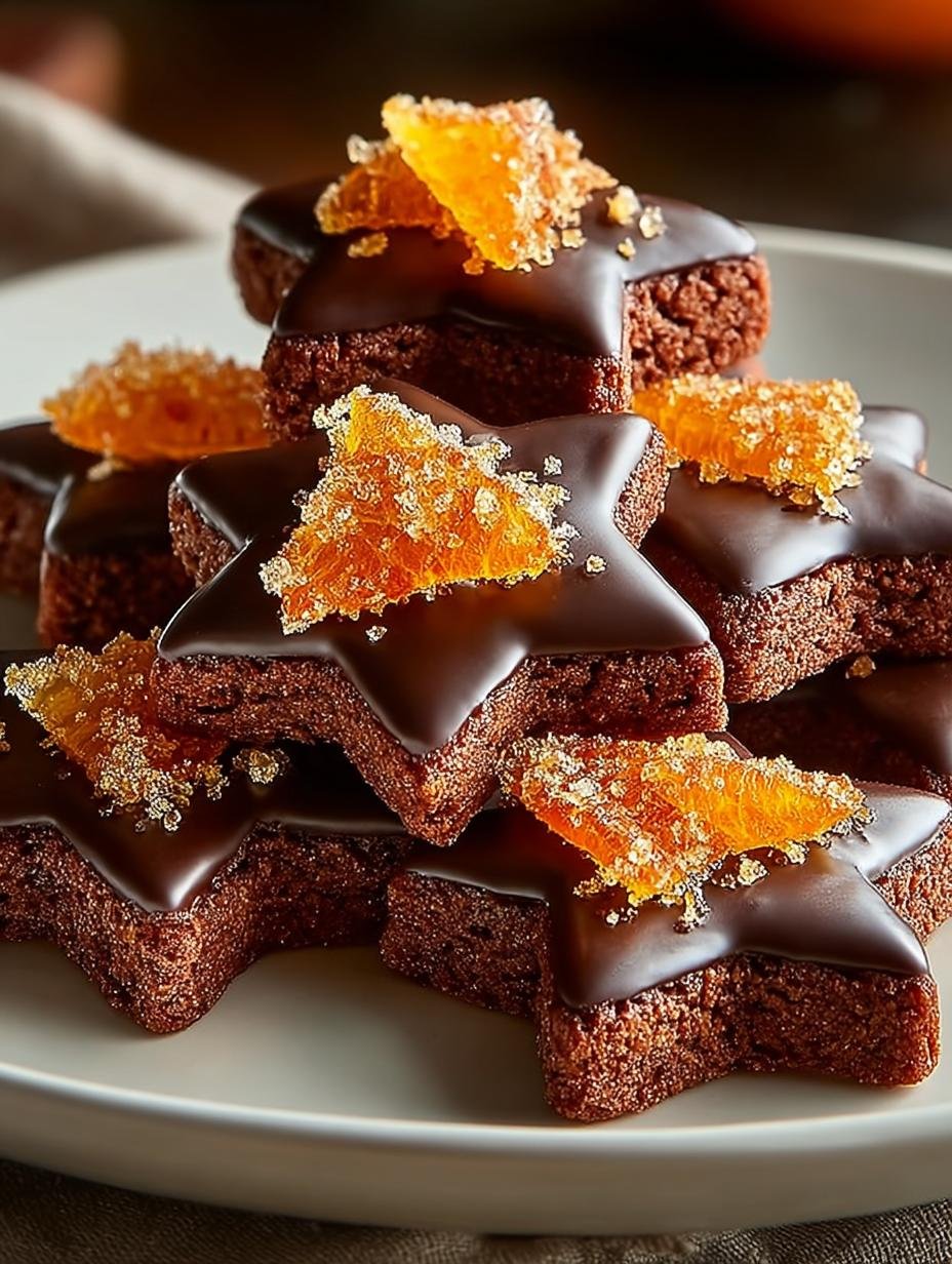 Heerlijke Sappige Chocolade Sinaasappelsterren vers gebakken op een bakplaat