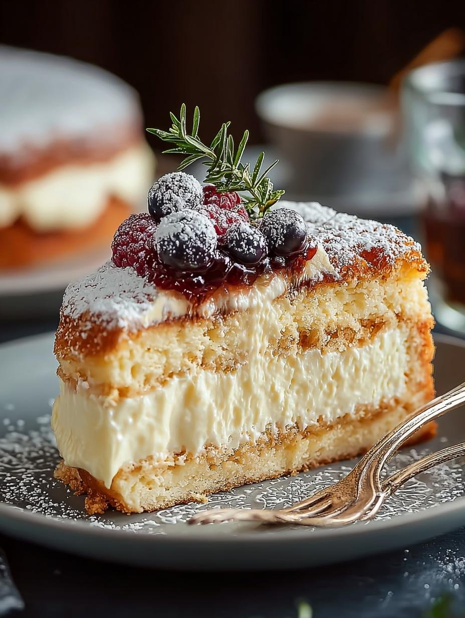 Käse Sahne Torte: 1 Onweerstaanbaar recept voor geluk - Kase Sahne Torte Eine - een prachtige, romige Käse Sahne Torte met verse aardbeien en muntblaadjes, klaar om te serveren