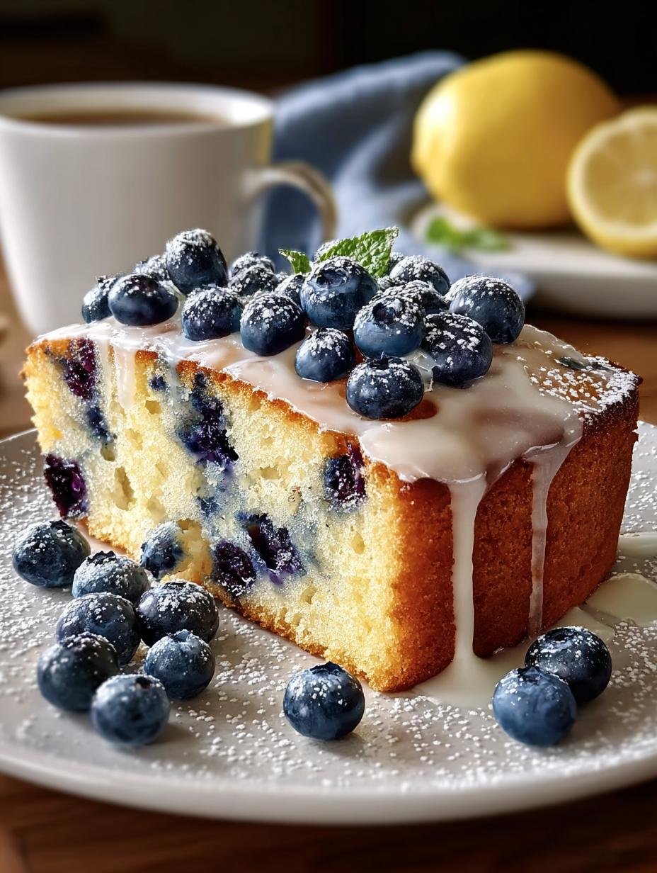 Ultieme Leichter Joghurtkuchen Mit Blaubeeren: 1 Geheim! - Plakjes Leichter Joghurtkuchen Met Blaubeeren op een schaal, klaar om te serveren