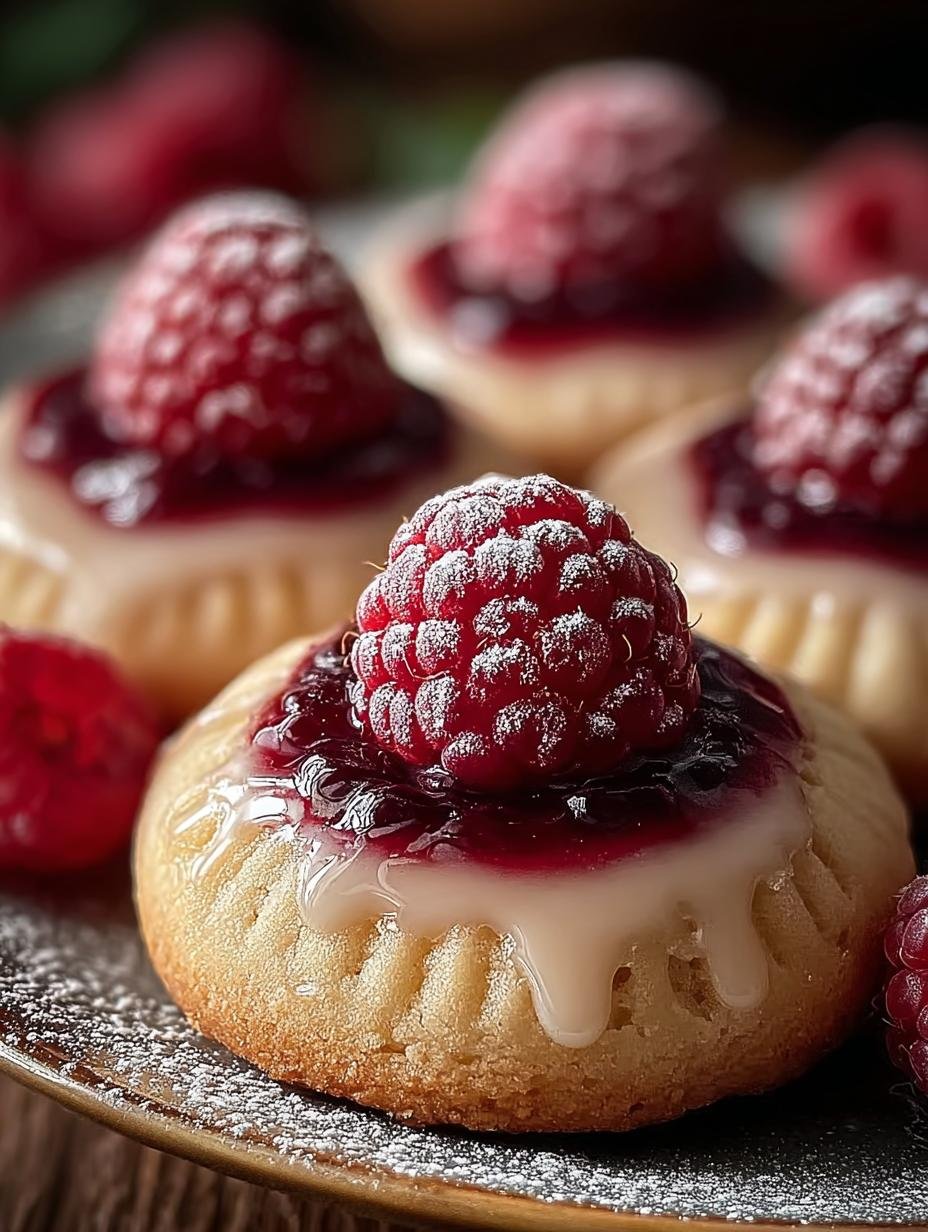 Heerlijke Marzipan Himbeer Plätzchen met frambozenjam en poedersuiker, klaar om te serveren