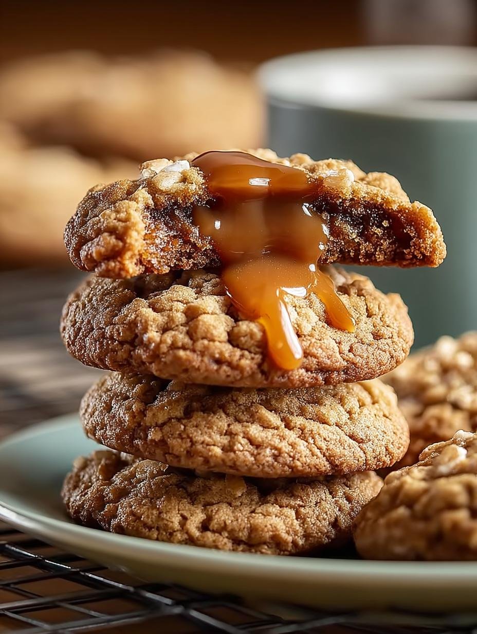 Saftige Karamell Haferflocken Cookies