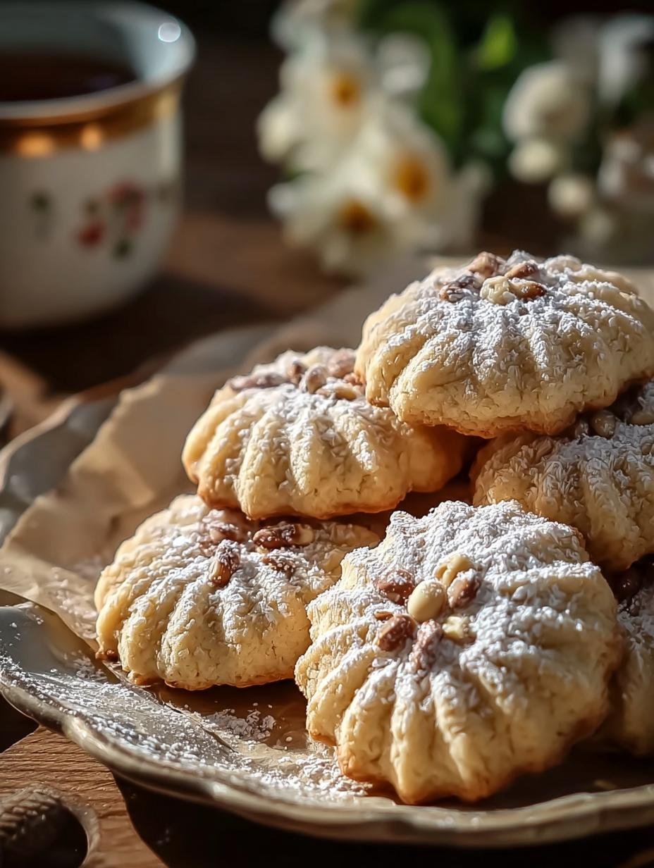 Close-up van perfect gebakken Saftiges Marzipan Spritzgebäck, goudbruin en klaar om te proeven