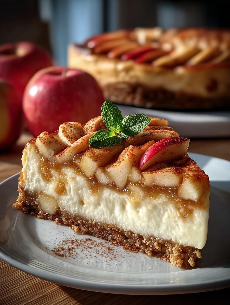 Close-up van een perfect gebakken Würziger Bratapfel Käsekuchen Mit met gouden kruimels en zachte vulling