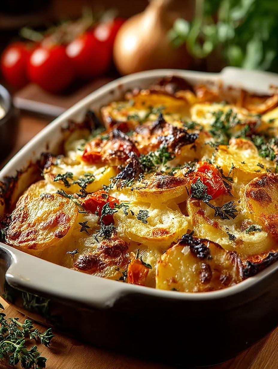 Close-up van een portie Auflauf Ist Beter Dan Je Denkt! Een Ultieme Groente Ovenschotel, geserveerd en klaar om te eten