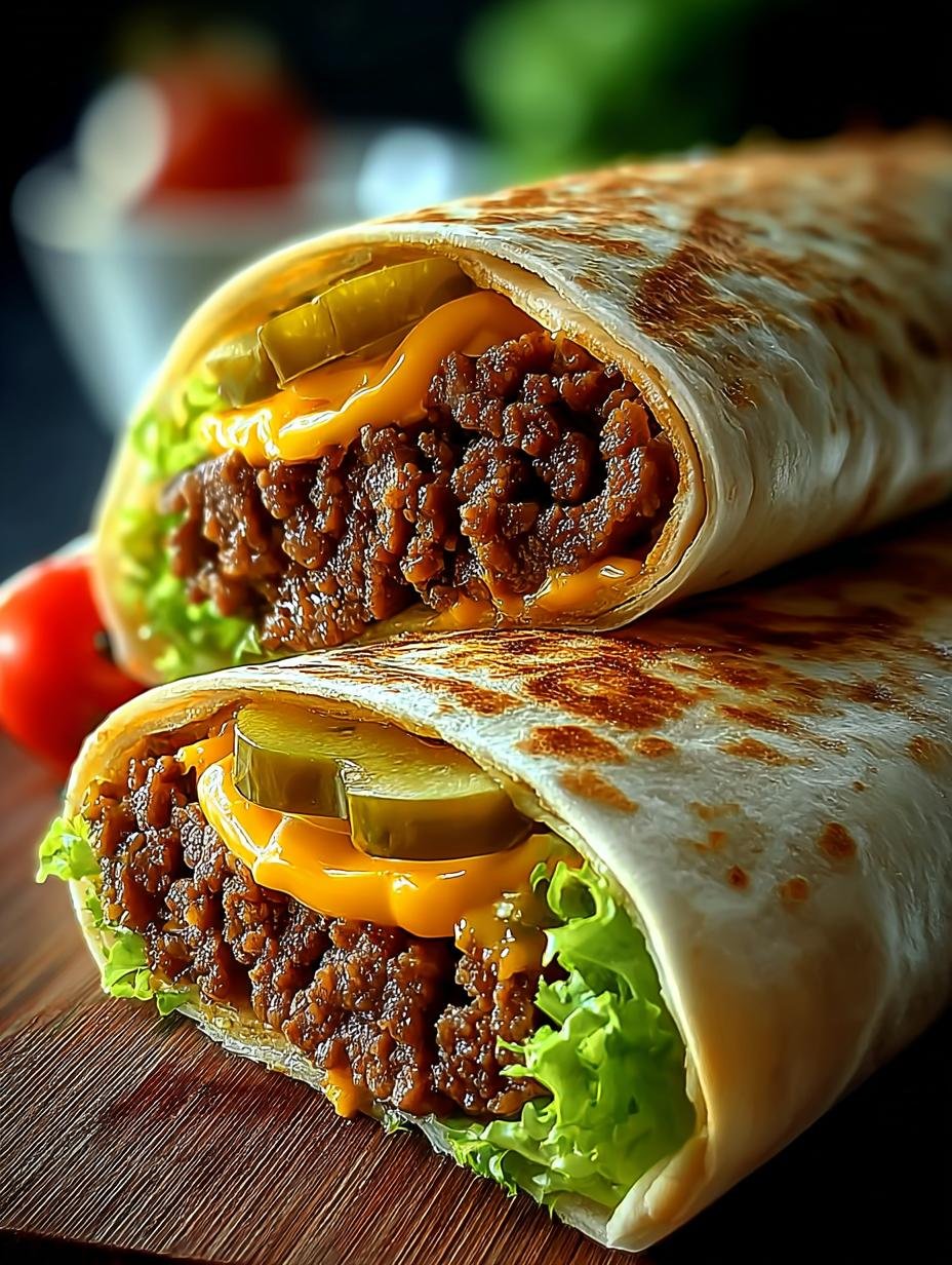 Close-up van een perfect opgerolde Big Mac Wrap, gesneden en klaar om te serveren
