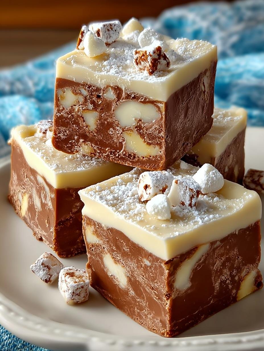 Heerlijke Fail Five Fudge Schneller, perfect gesneden in vierkanten, klaar om te serveren
