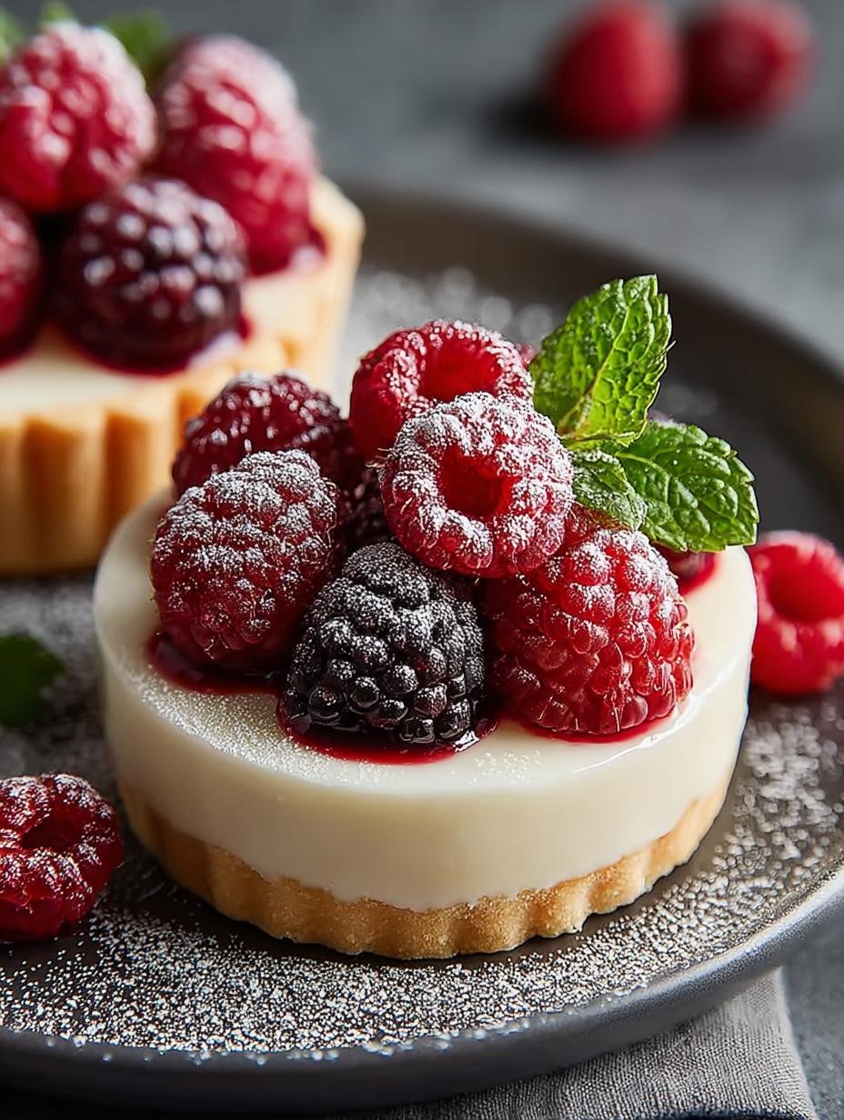 Close-up van een perfect gebakken Himbeer Tortchen Ein Unglaublich met glanzende frambozen en romige topping