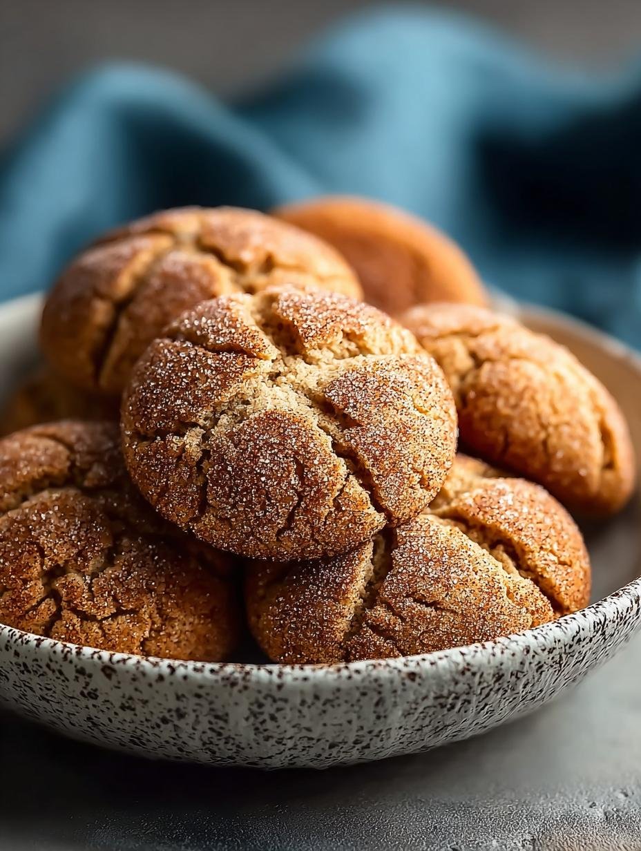 Heerlijke Mandelmehl Snickerdoodles, perfect gebakken en bestrooid met kaneelsuiker, klaar om van te genieten.
