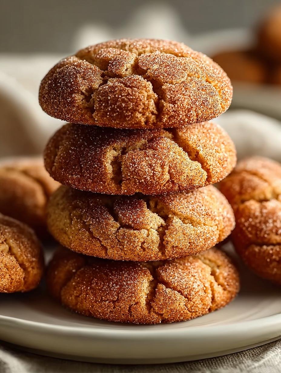Close-up van perfect gebakken Mandelmehl Snickerdoodles, met de kenmerkende kaneelsuikerlaag en zachte textuur.