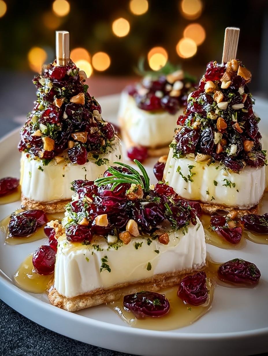 Heerlijke Mini Brie Weihnachtsbaeume: 1 recept, 3 dagen vers! - Mini Brie Weihnachtsbaeume - feestelijke presentatie op een houten plank