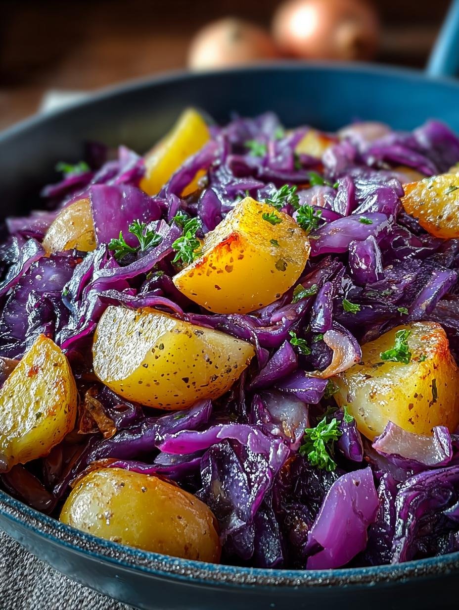 Rotkohl Pfanne Mit Kartoffeln