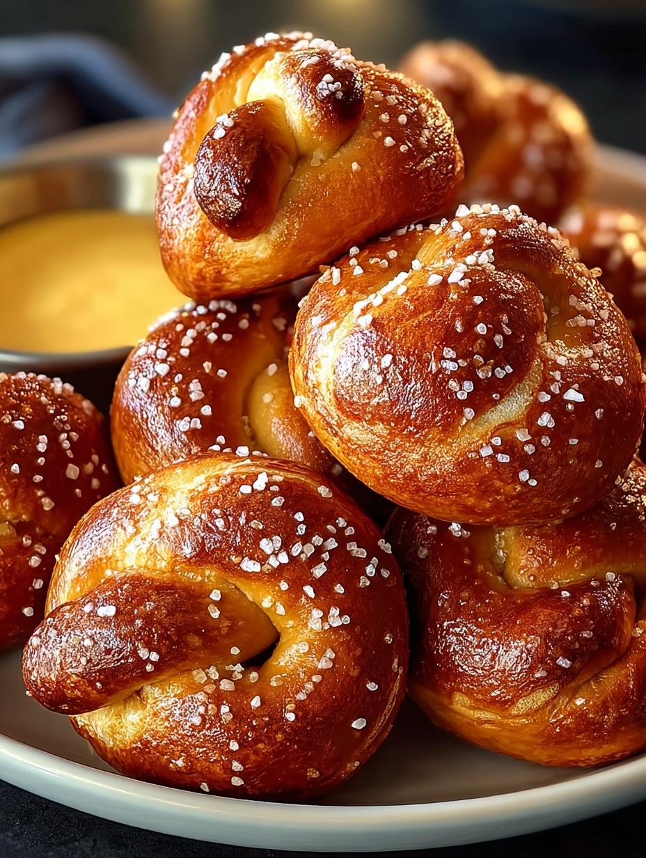 Close-up van gouden Brezel Bissen met zoutkristallen, perfect gebakken en klaar om te eten.