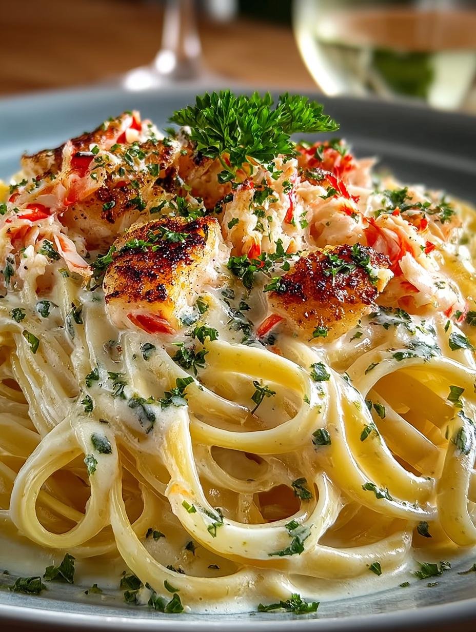 Cremige Krabben Linguini Mit