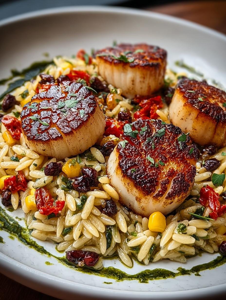 Cremige Orzo Pasta Met: Een Hemelse Maaltijd in 25 Min. - Romige Orzo Pasta met perfect aangebraden sint-jakobsschelpen en verse kruiden