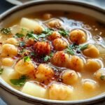 Einfache Knoblauch Kichererbsensuppe