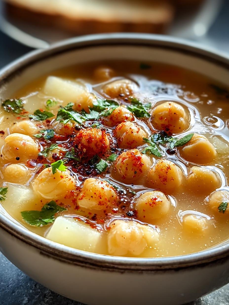 Einfache Knoblauch Kichererbsensuppe