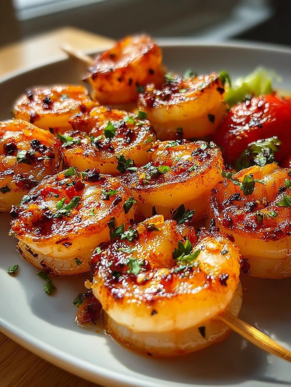 Fantastische Garnelenspiese Aus Dem Airfryer in 10 Min. - Garnelenspiese Aus Dem Airfryer - close-up van gegaarde garnalenspiesjes