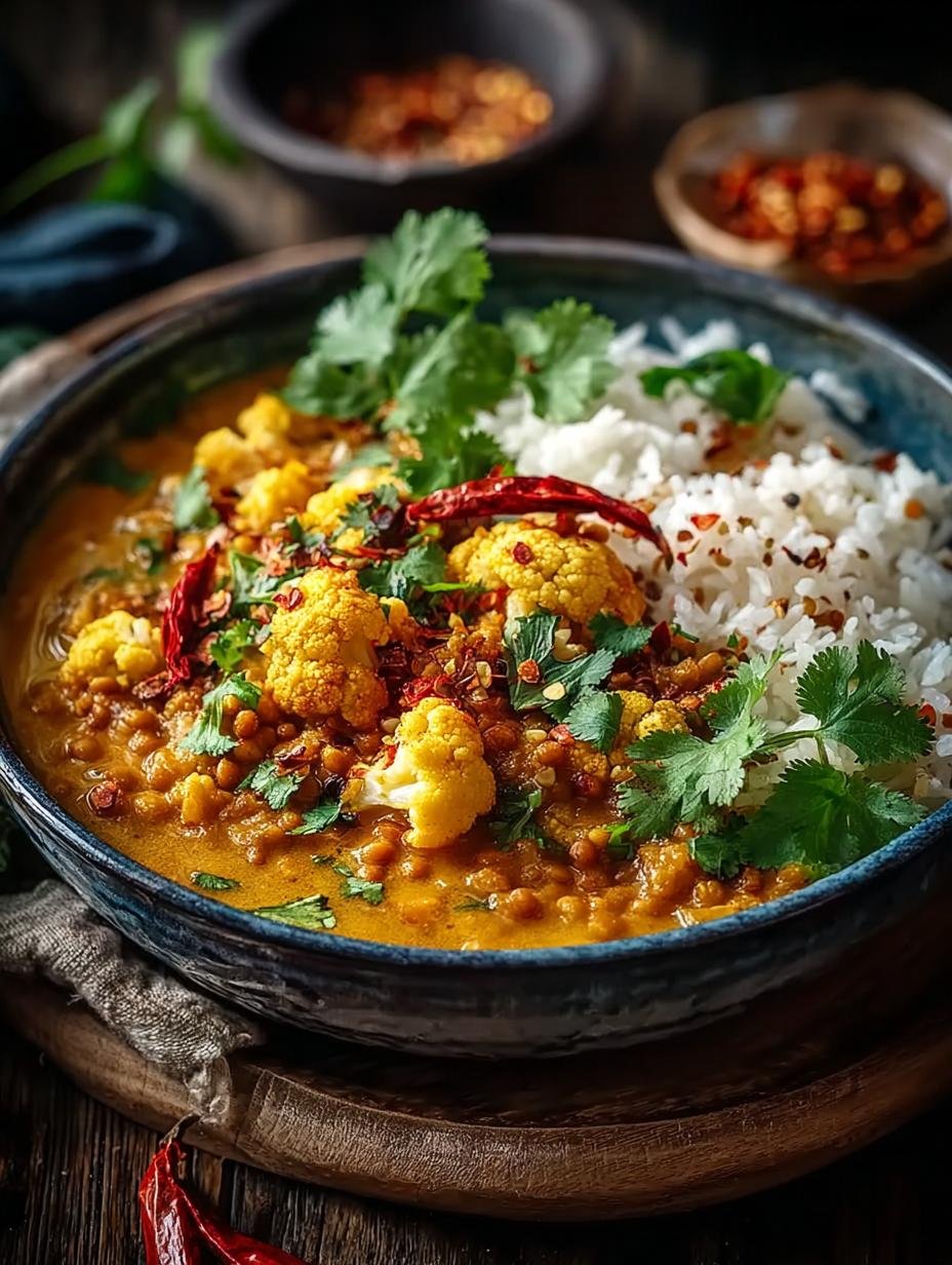 Gerostetes Blumenkohl Linsen Curry: Briljante 8 voordelen - Gerostetes Blumenkohl Linsen Curry - een rijke en romige curry met geroosterde bloemkool en linzen, geserveerd in een kom